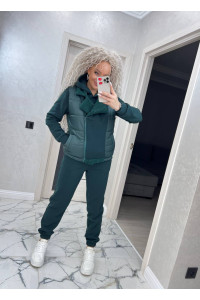 Жіночий спортивний костюм трійка темно-зеленого кольору 