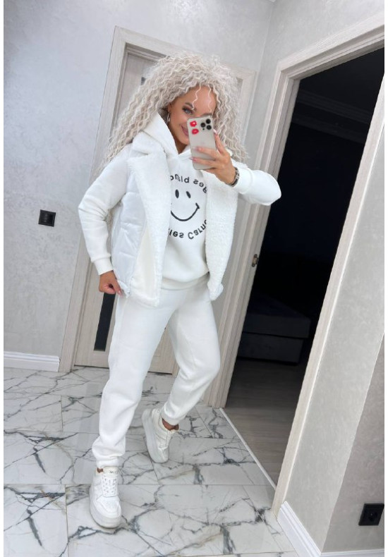 Жіночий спортивний костюм трійка білого кольору 