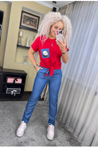 Жіночий костюм "smile" джоггери та черовна футболка