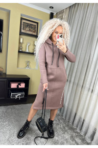 Жіноча тепла зимова сукня мокко