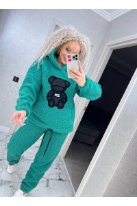 Жіночий костюм Teddy баранчик зеленого кольору
