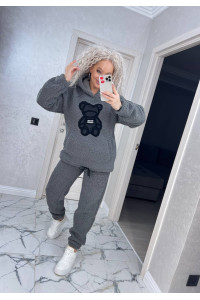 Жіночий костюм Teddy баранчик сірого кольору